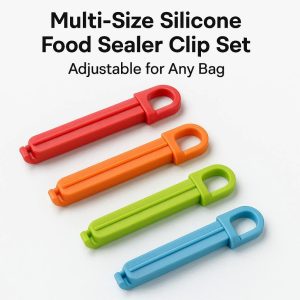 Multi-Size Silicone Food Sealer Clip Set - Adjustable for Any Bag