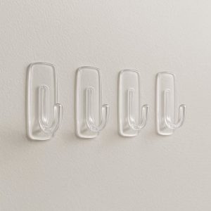 Clear Plastic Command Hooks - discreetly blends with any decor