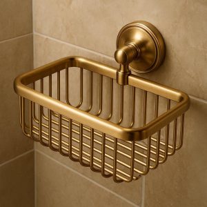 Premium Brass Finish Shower Basket - Luxury & Functionality